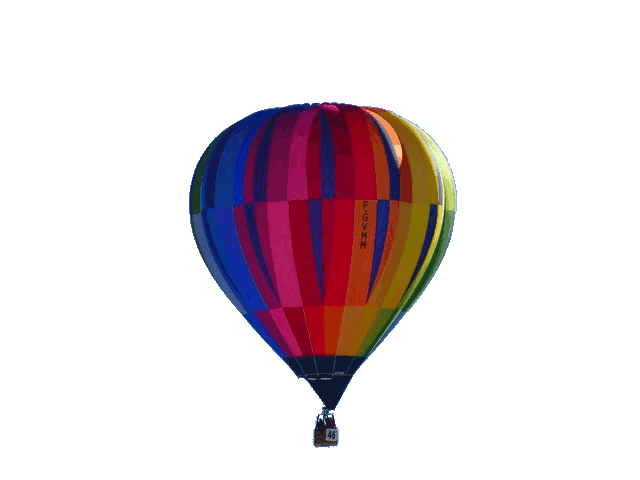 In this example, we remove the background from a BMP image of a hot air balloon. We target the bluish color of the sky and select the visually closest color with the color picker. The picker automatically enters the selected color in the color-to-match field (in RGB format). Since the color of the sky changes from light blue to blue, we increase the fuzziness threshold to 10% to match all these color tones in the background gradient.