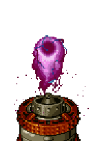 In this example, we vertically flip a BMP sprite of Big John's energy blast from Metal Slug 4. The mechanical launcher moves from the top of the image to the bottom, turning the downward-firing blast into an upward-firing one. (Source: SNK.)