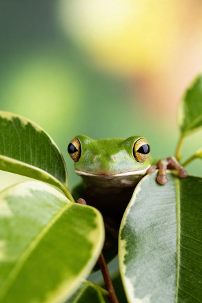 This example reduces a frog bitmap to an indexed 4-bit BMP. It limits the image to a palette of no more than 16 colors, with each pixel storing a 4-bit palette index. To soften the effect of this strong color reduction, Atkinson dithering mixes the available colors in fine pixel patterns. This keeps the frog recognizable and helps retain subtle light and shadow details in the leaf and background. (Source: Pexels.)