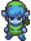 In this example, we load a pixel sprite of Link from The Legend of Zelda and change its channel order from RGB to BGR. Standard 24-bit BMP pixel data stores the three color bytes as blue, green, and red. Therefore, this conversion recreates how the sprite would look if that BGR byte sequence were displayed directly as RGB channels without being decoded: the warm gold and brown tones become blue, while much of Link's green clothing stays green because the middle channel keeps its position. (Source: Nintendo.)