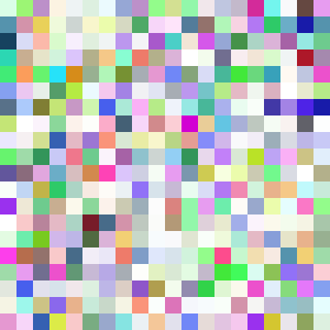 In this example, we create a BMP picture from 400 randomly colored pixels. Its total size is 300 by 300 pixels and it contains 20 color rectangles horizontally and 20 color rectangles vertically, with each rectangle being 15 pixels in size. We left the color collection list empty, thereby allowing the tool to choose random colors on its own.