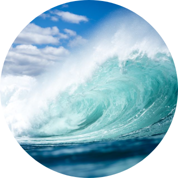In this example, we remove the dark teal border around a round BMP photograph of an ocean wave. The border is 13 pixels wide on every side, so we enter 13 for all four widths and select the round shape. We also set the background to white, which fills the four corners outside the circular photo. (Source: Pexels.)